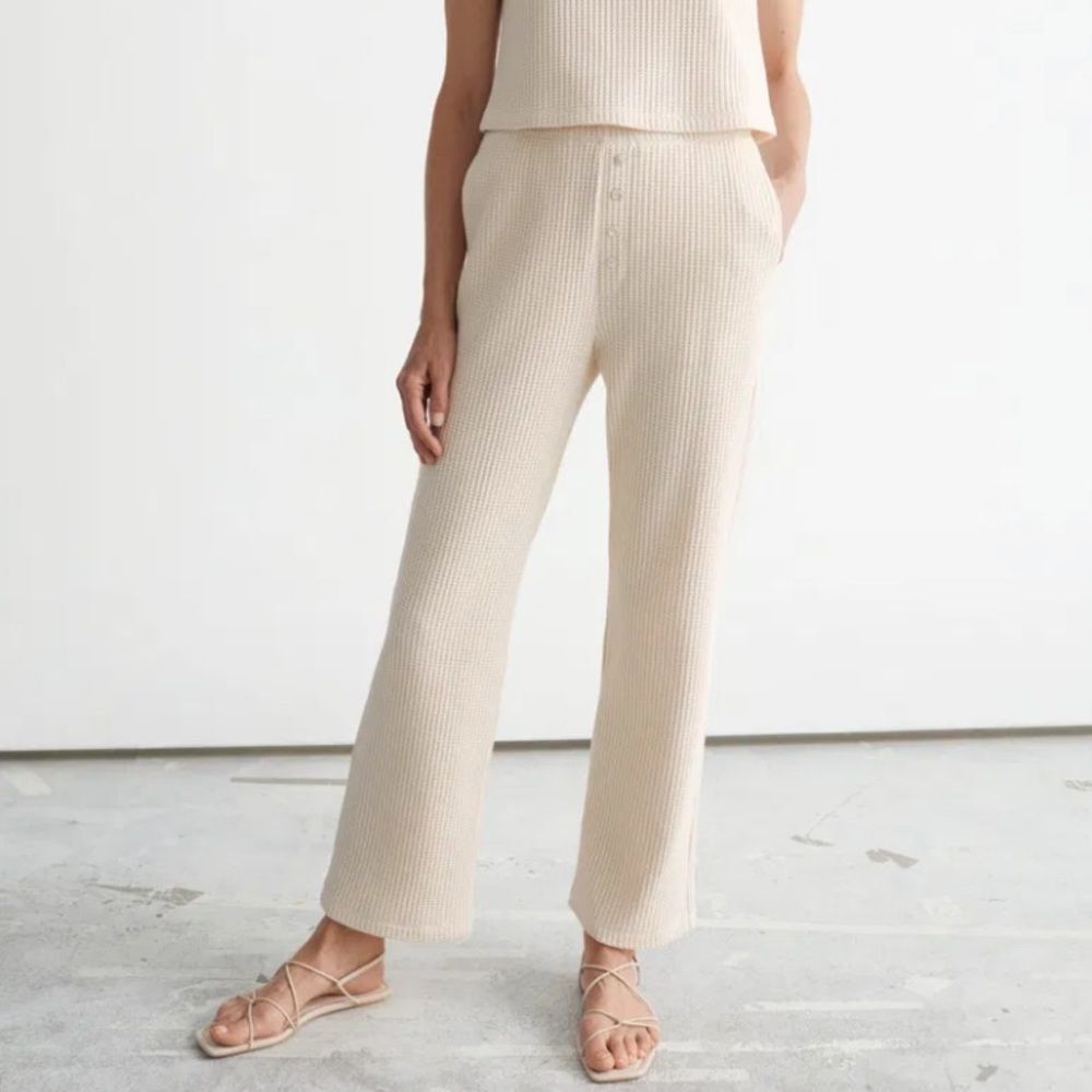 Cream Waffle Sweatpants